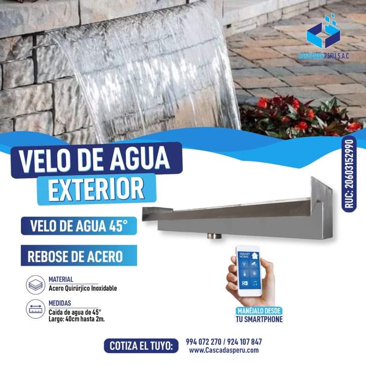 VELOS DE AGUA CASCADAS - VELOS DE AGUA PARA PISCINA - VELOS DE AGUA PRECIO